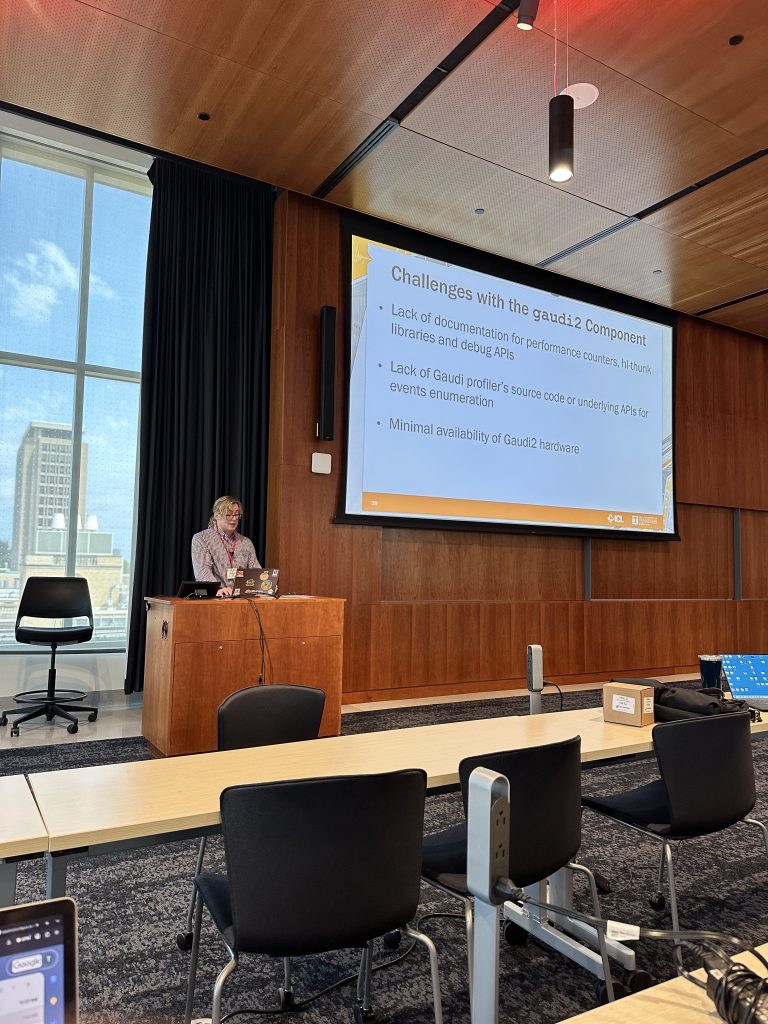 Speaker presenting challenges with the PAPI Gaudi2 component