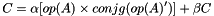 \[ C = \alpha [ op( A ) \times conjg( op( A )' )] + \beta C \]