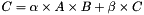 \[ C = \alpha \times A \times B + \beta \times C \]