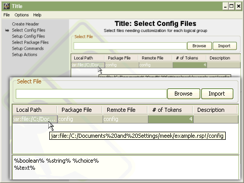 Select Configuration Files